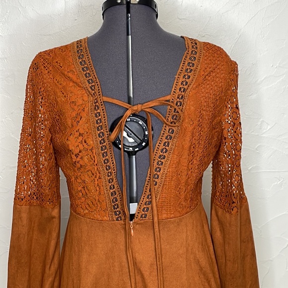 SHEIN Brown Suedette Long Sleeve Dress - Picture 6 of 14